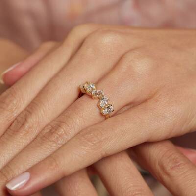 Asimetrik Beştaş Altın Yüzük - 3