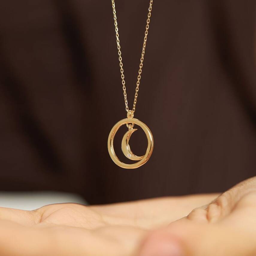 Aylı Halka Altın Kolye - 2