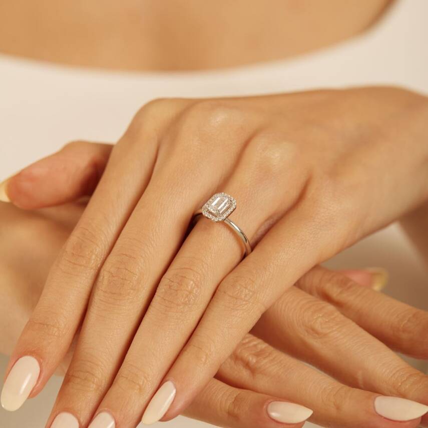 Baget Beyaz Altın Yüzük - Semih Haşhaş Kuyumculuk