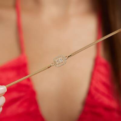 Baget Taşlı Altın Bileklik - 1