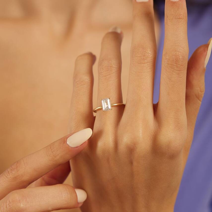 Baget Taşlı Altın Yüzük - 1