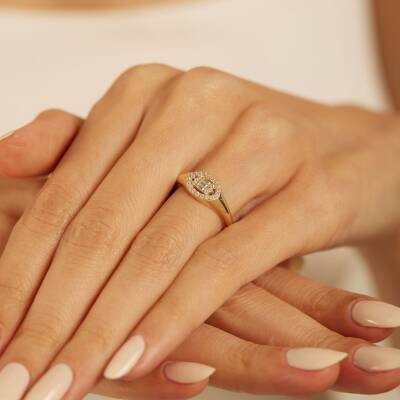 Baget Taşlı Minimal Şövalye Altın Yüzük - 2