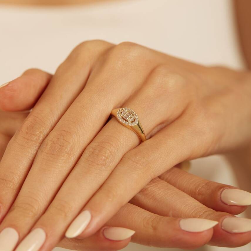 Baget Taşlı Minimal Şövalye Altın Yüzük - Semih Haşhaş Kuyumculuk (1)