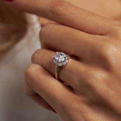 Baget Taşlı Oval Altın Yüzük - 1