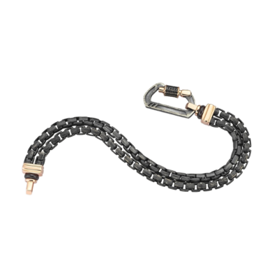 Bay Motto Çift Zincir Karabina Cetaş Altın Bileklik - 1