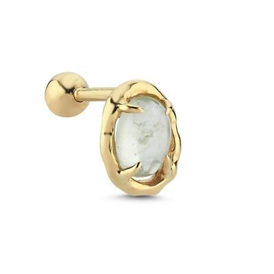 Beyaz Taşlı Altın Tragus Piercing - 1