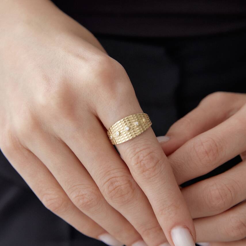 Beyaz Taşlı Vintage Luna Yüzük - Semih Haşhaş Kuyumculuk