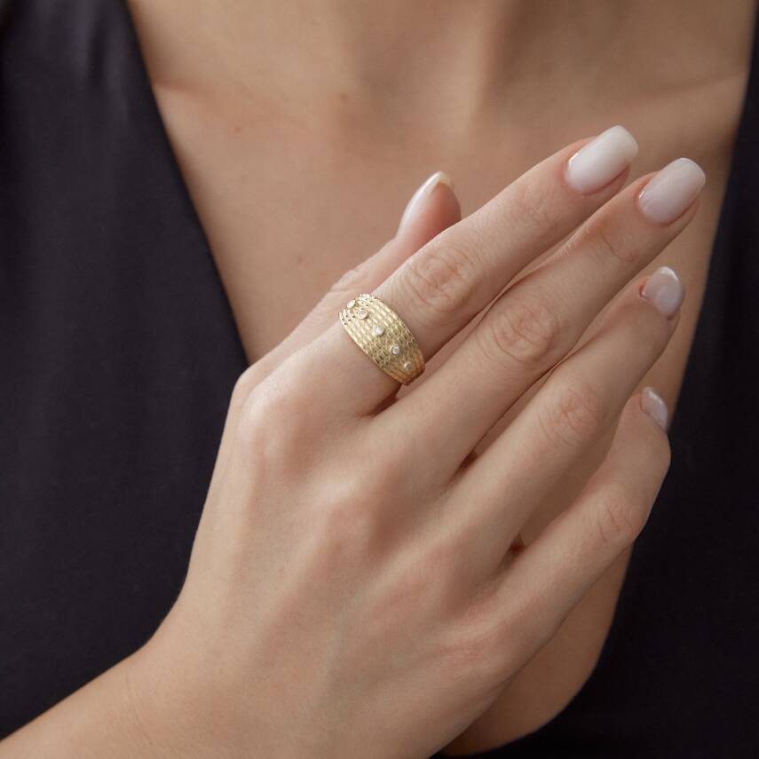 Beyaz Taşlı Vintage Luna Yüzük - Semih Haşhaş Kuyumculuk (1)