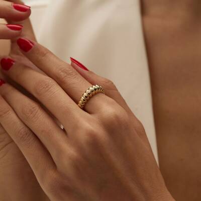 Bombeli İstiridye Altın Yüzük - 1