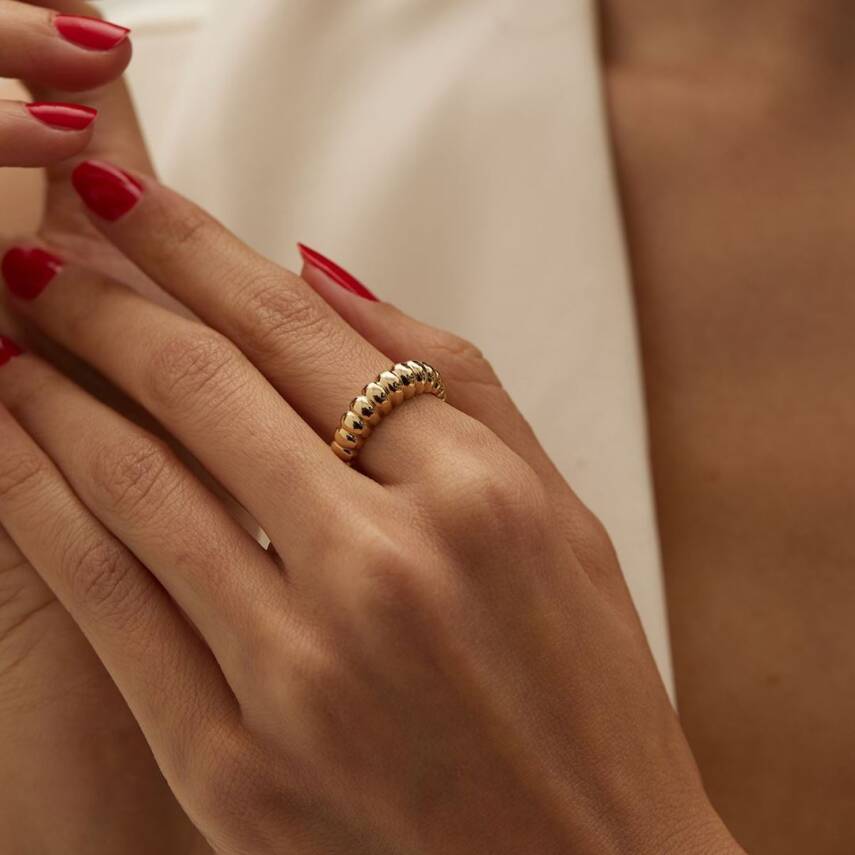 Bombeli İstiridye Altın Yüzük - Semih Haşhaş Kuyumculuk