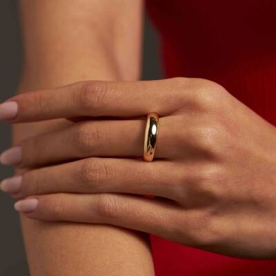 Bombeli Plaka Altın Yüzük - 1