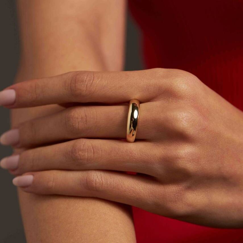 Bombeli Plaka Altın Yüzük - 1