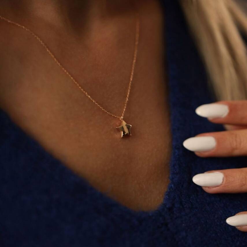 Bombeli Plaka Yıldız Altın Kolye - Semih Haşhaş Kuyumculuk