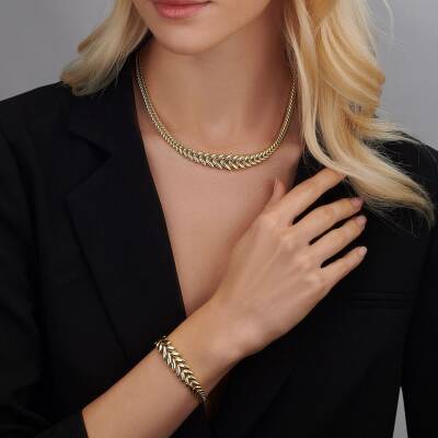 Buğday Fantezi Altın Kolye - 1