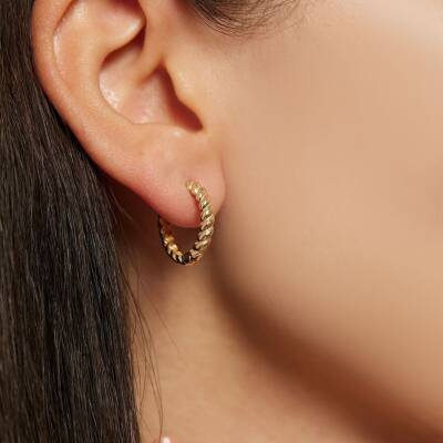 Burgu Halka Altın Küpe - 1