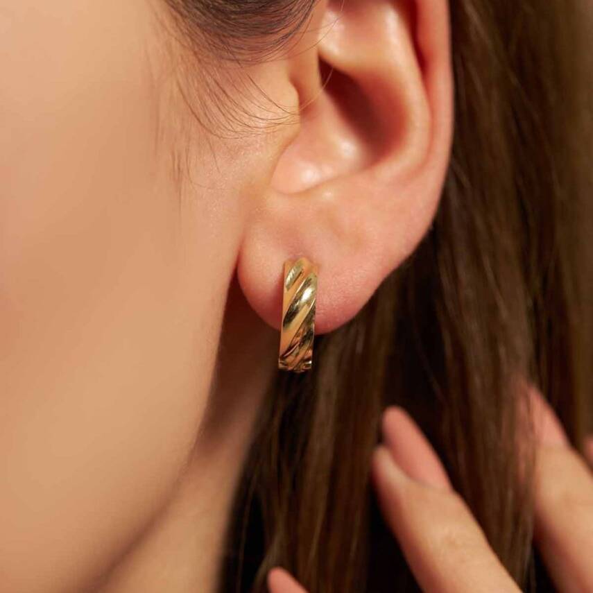 Burgulu Halka Altın Küpe - Semih Haşhaş Kuyumculuk