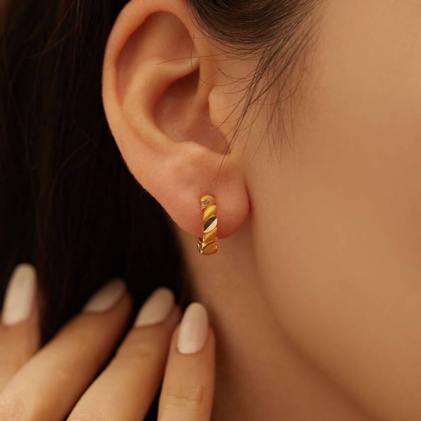 Burma Halka Altın Küpe - 1