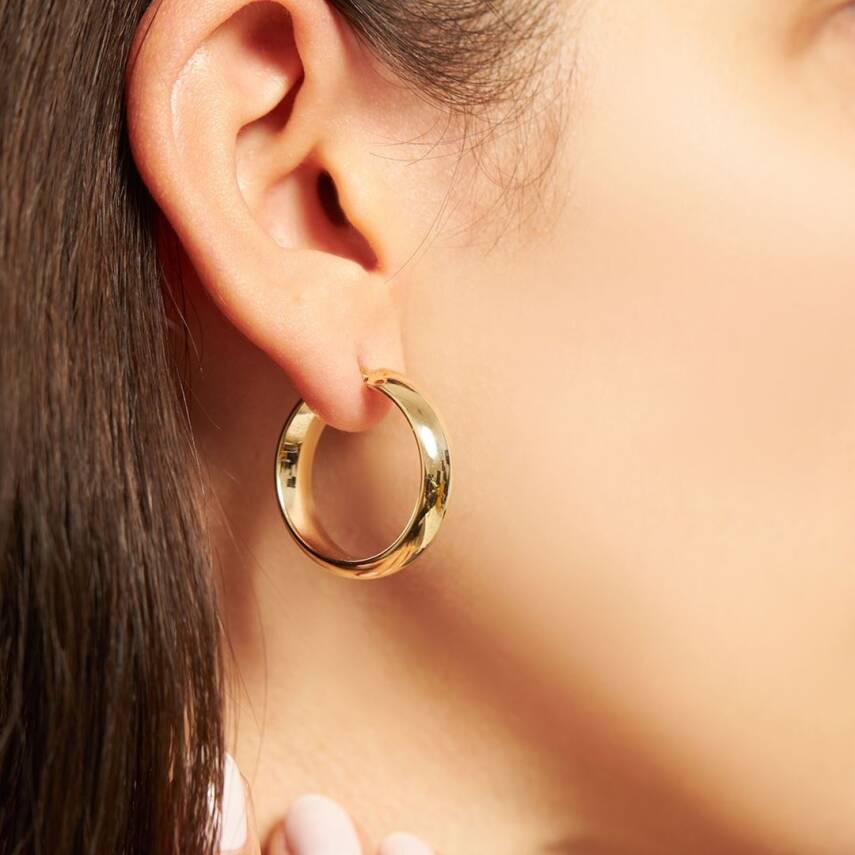 Büyük Boy Halka Altın Küpe - 1