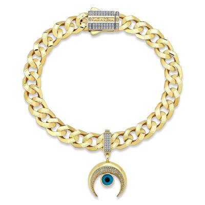 Çağla X Ema Nazar Boncuklu Taşlı Hilal Charm - 5