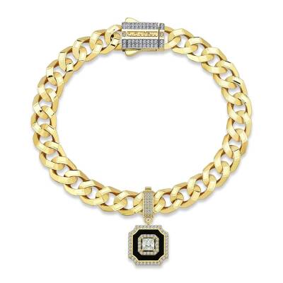 Çağla X Ema Siyah Mineli Taşlı Kare Charm - 4