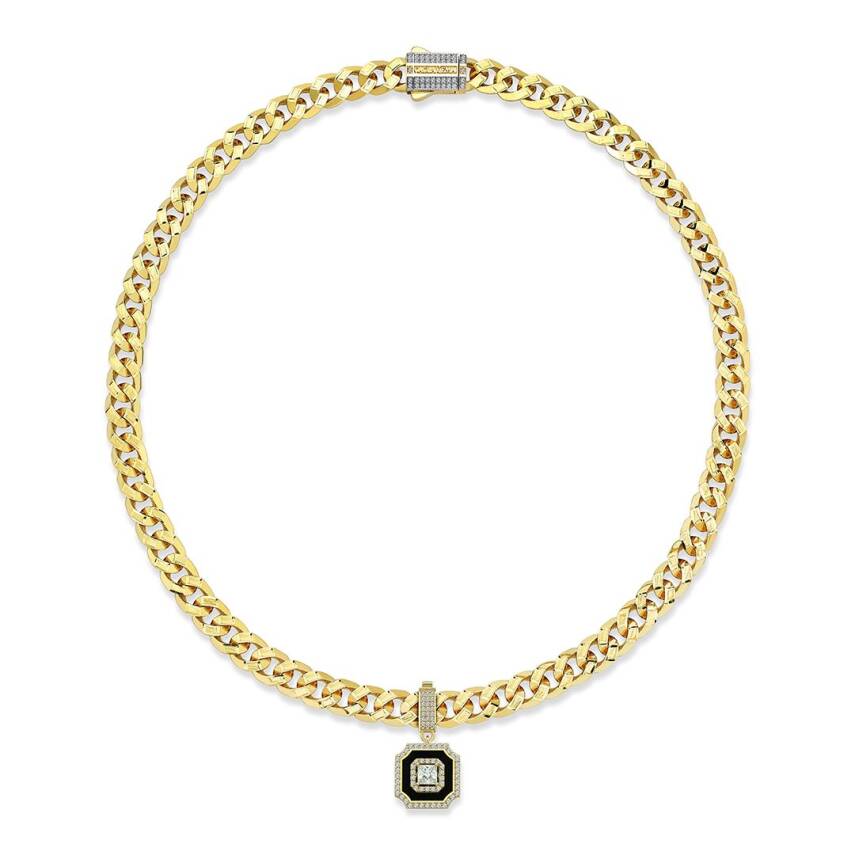 Çağla X Ema Siyah Mineli Taşlı Kare Charm - 5