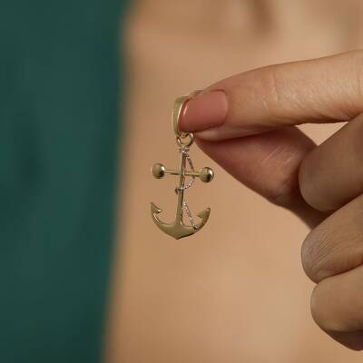 Çapa Altın Kolye Ucu - 1