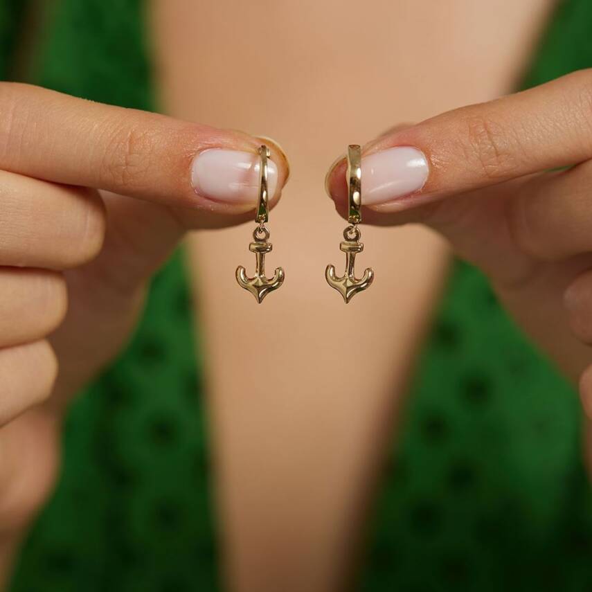 Çapa Sallantılı Altın Küpe - Semih Haşhaş Kuyumculuk