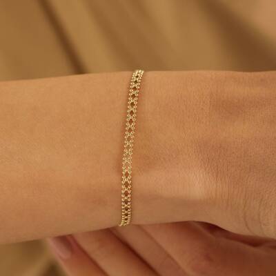 Çapraz Tasarımlı Toplu Altın Bileklik - 1