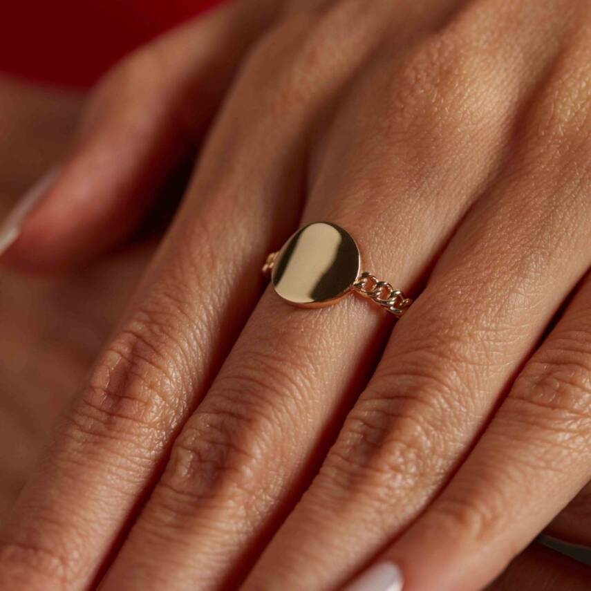 Çember Motifli Burgulu Altın Yüzük - 1