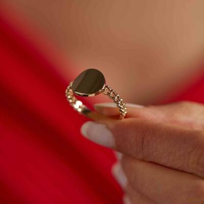 Çember Motifli Burgulu Altın Yüzük - 2