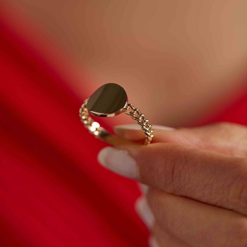 Çember Motifli Burgulu Altın Yüzük - 2