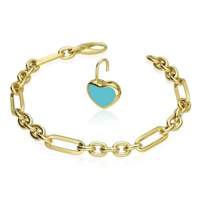 Cetaş Açılır-Kapanır Mineli Kalp Kilitli Dilek Bilekliği - 1