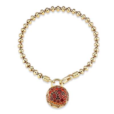 Cetaş Açılır-Kapanır Oranj Zirkon Taşlı Kilitli Dilek Bilekliği - 1