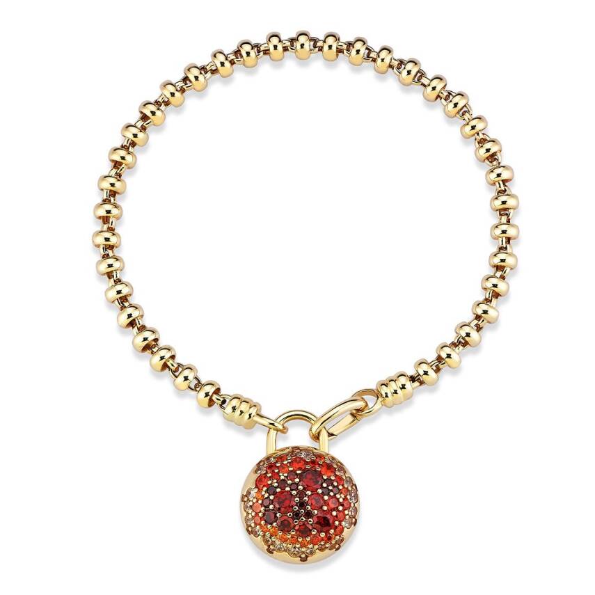 Cetaş Açılır-Kapanır Oranj Zirkon Taşlı Kilitli Dilek Bilekliği - 1