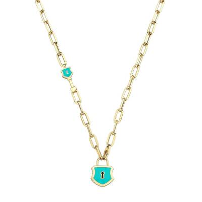 Cetaş Açılır-Kapanır Turkuaz Mine Kilitli Dilek Kolyesi - CETAŞ