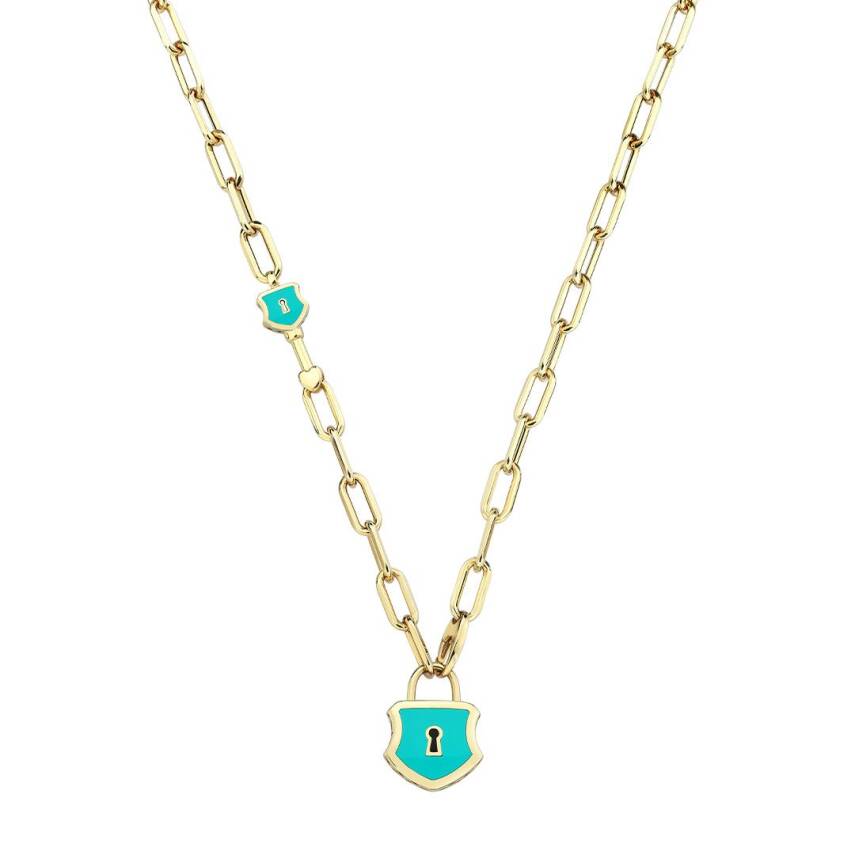 Cetaş Açılır-Kapanır Turkuaz Mine Kilitli Dilek Kolyesi - 1