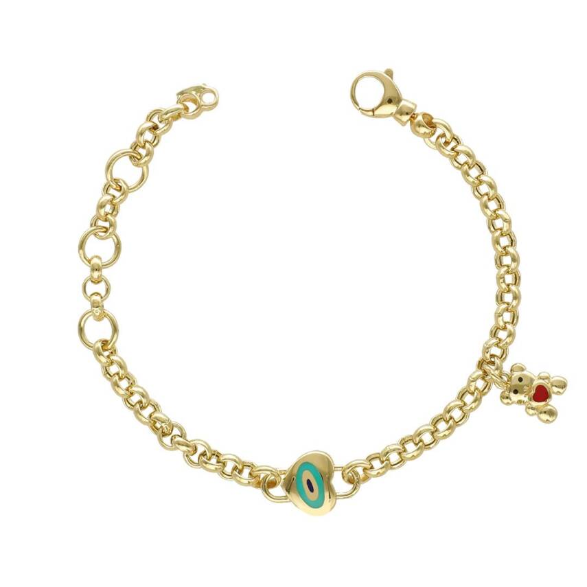 Cetaş Ayıcıklı Ve Kalpli Altın Çocuk Bileklik - CETAŞ