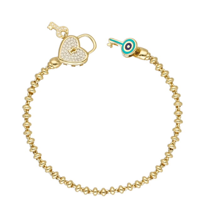 Cetaş Fortuna Kalp ve Kilit Detaylı Bileklik - Cetaş 