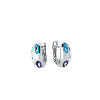 Cetaş Fortuna Mineli Bombeli Beyaz Altın Küpe 