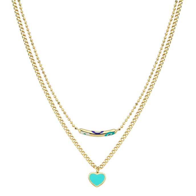 Cetaş Fortuna Turkuaz Mineli Altın Kalp Kolye - Cetaş 