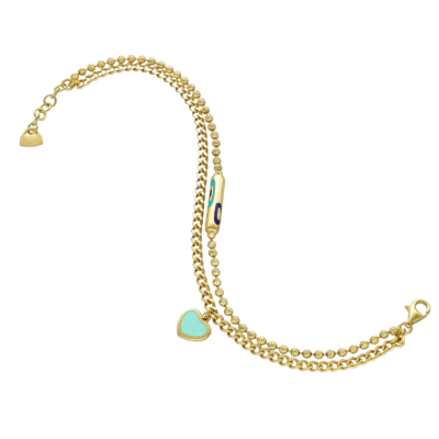 Cetaş Fortuna Turkuaz Mineli Kalp Bileklik - 1