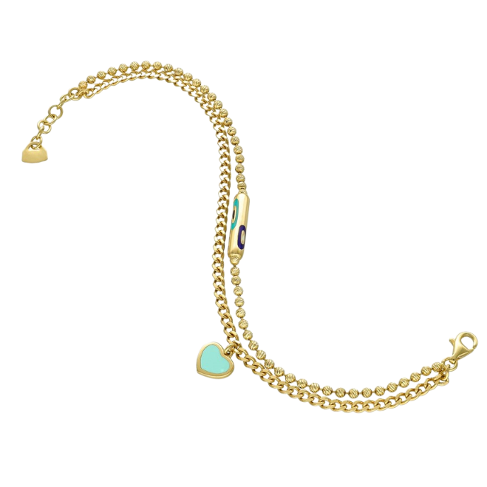 Cetaş Fortuna Turkuaz Mineli Kalp Bileklik - Cetaş 