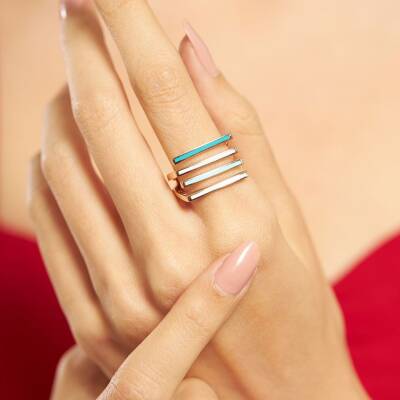 CETAŞ Mineli Sıralı Altın Yüzük - 1