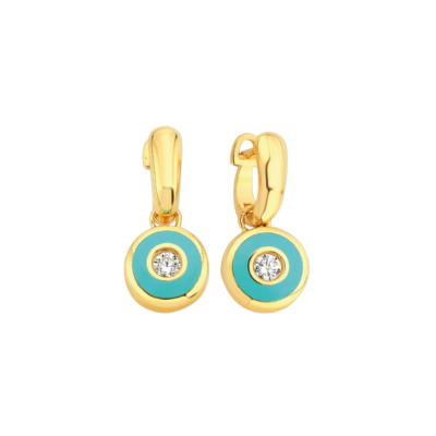 Cetaş Minima Turkuaz Mineli Altın Göz Küpe - 1