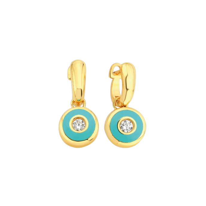 Cetaş Minima Turkuaz Mineli Altın Göz Küpe - Cetaş 