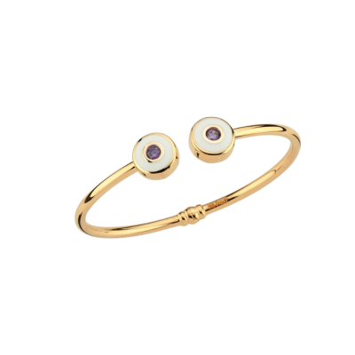 Cetaş Minima Beyaz Mineli Altın İkili Göz Kelepçe - 1