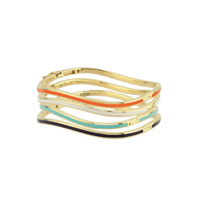 Cetaş Minima Turuncu Mineli Altın Dalga Kelepçe - 2