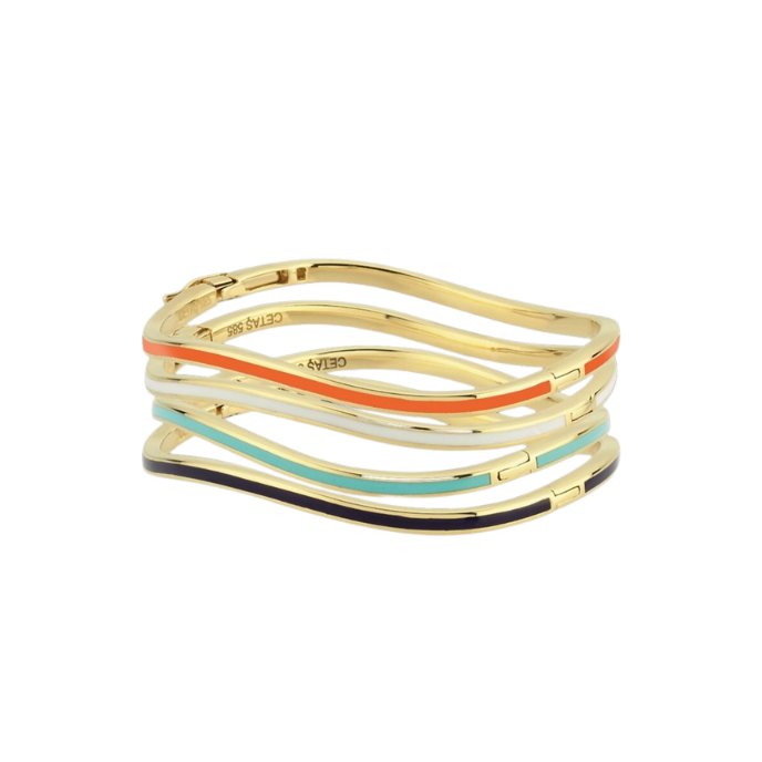 Cetaş Minima Turuncu Mineli Altın Dalga Kelepçe - Cetaş (1)