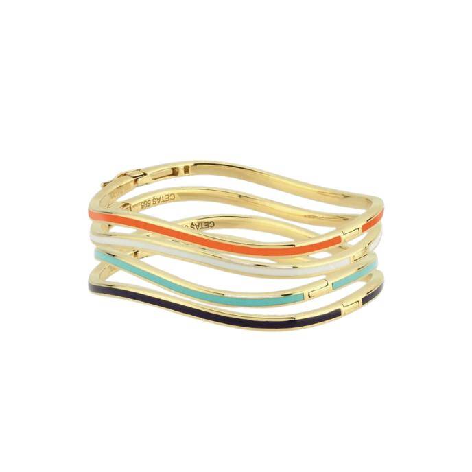 Cetaş Minima Siyah Mineli Altın Dalga Kelepçe - Cetaş (1)