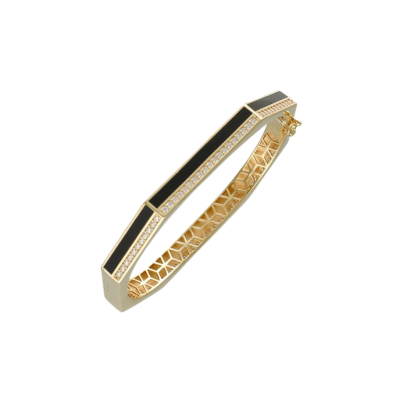 Cetaş Minima Siyah Mineli Altın Geometrik Kelepçe - Cetaş 